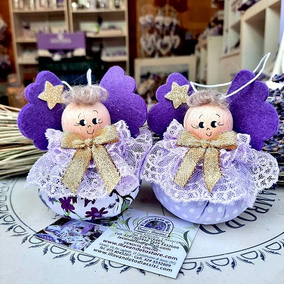 Decorazioni albero di Natale, albero di Natale originale, Angioletto pieno di lavanda a forma di pallina. Sacchetto lavanda Natale, decorazioni per la casa per il Natale. Angelo Natalizio con dettagli oro. Angelo per Ideale regalo di Natale. Segnaposto per Natale. Novità per decorare l' albero di Natale.