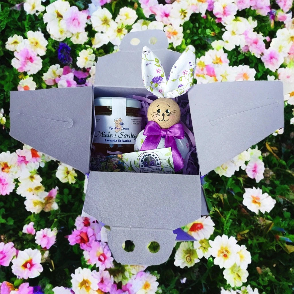 pasqua regalo scatolina con coniglietto decorativo e miele regalo pasquale originale