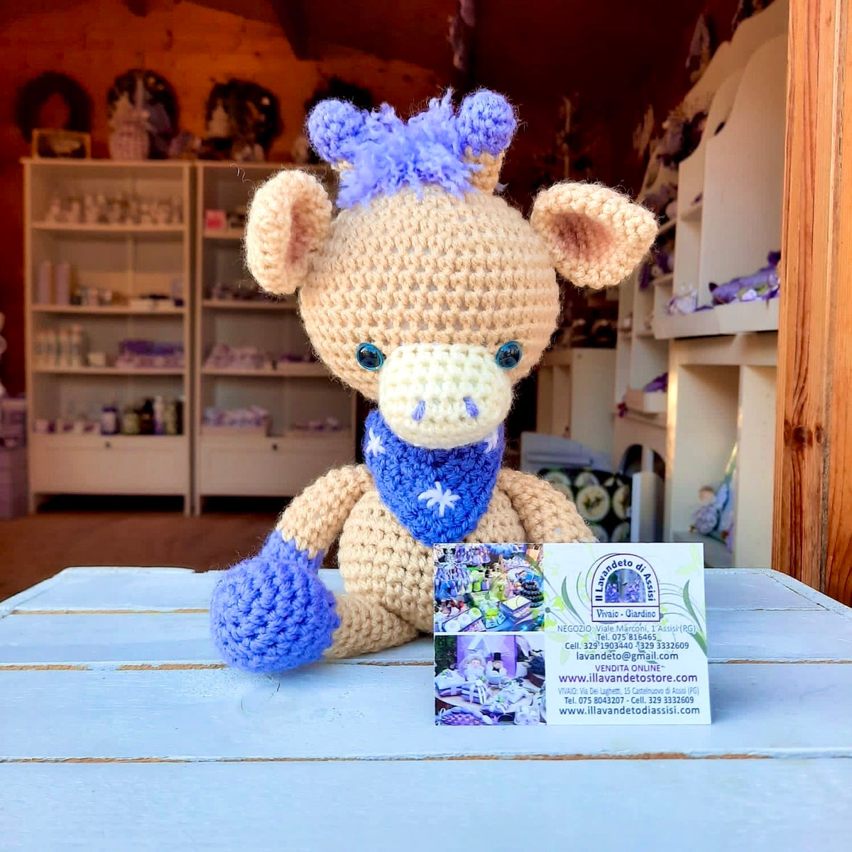 Crochet giraffe lavender bag