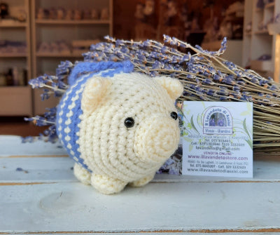 maiale uncinetto, maialetto uncinetto, animali con lavanda