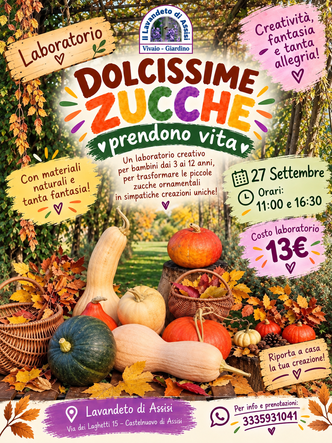 laboratori per bambini. eventi in Umbria settembre, eventi in Umbria ottobre, laboratori per bambini con zucche,  eventi in Umbria prossimo week end, eventi in Umbria domani, eventi in mbria domenica