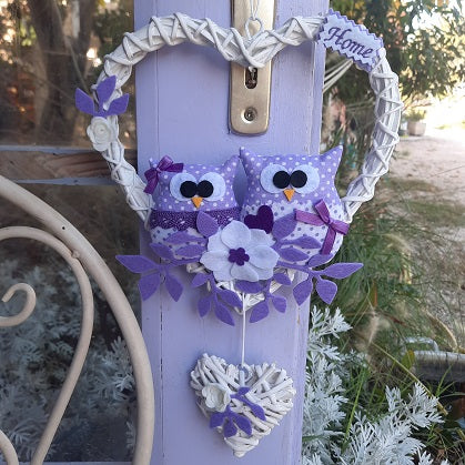Ghirlanda fuori porta. ghirlanda fuori porta natale. ghirlanda con gufi. ghirlanda fuori porta originale. ghirlanda fatta a mano. ghirlanda a cuore. Ghirlanda handmade