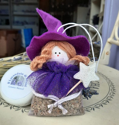 Fatina con lavanda e bacchetta magica, decorazione natalizia profumata e idea regalo artigianale