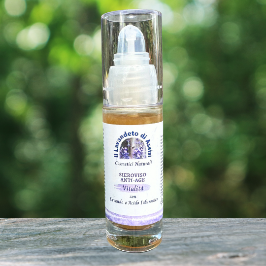 siero viso anti-age antirughe idratante con acido ialuronico e lavanda per la cura della pelle