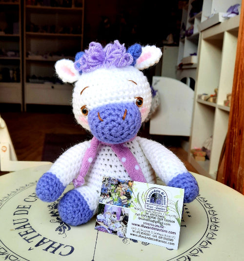 Mucca uncinetto e lavanda, animali fatti a mano